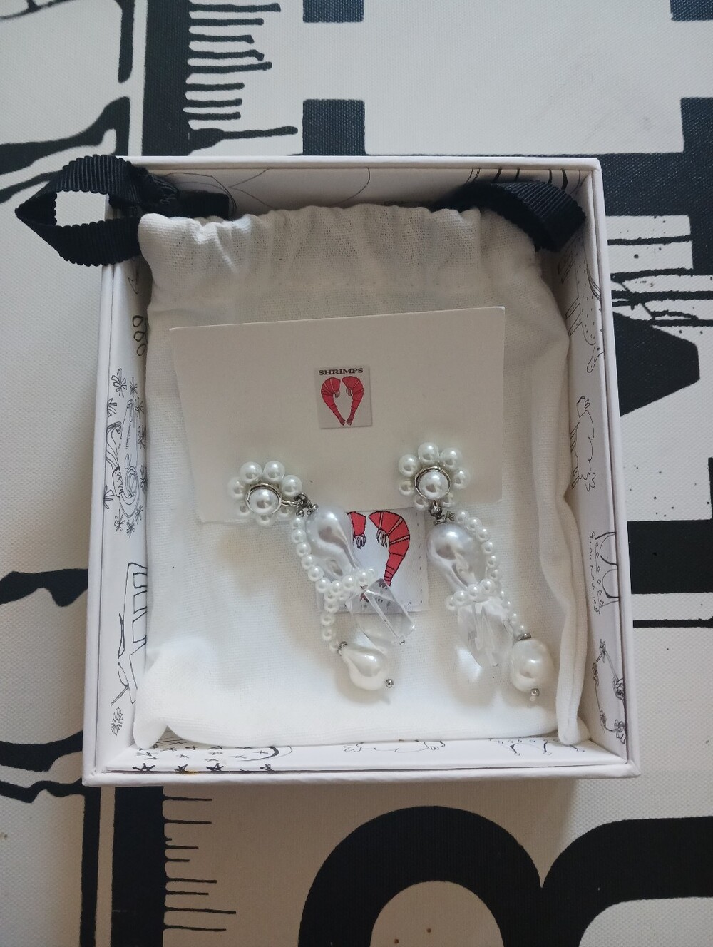 Shrimps Alloy/bead Pearl Cluster Earrings - Cream / Silver With Dust Bag And Box - Picture 5 of 10